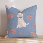 Doodle and Jackolantern Blue Throw Pillow - Hillcroft Home
