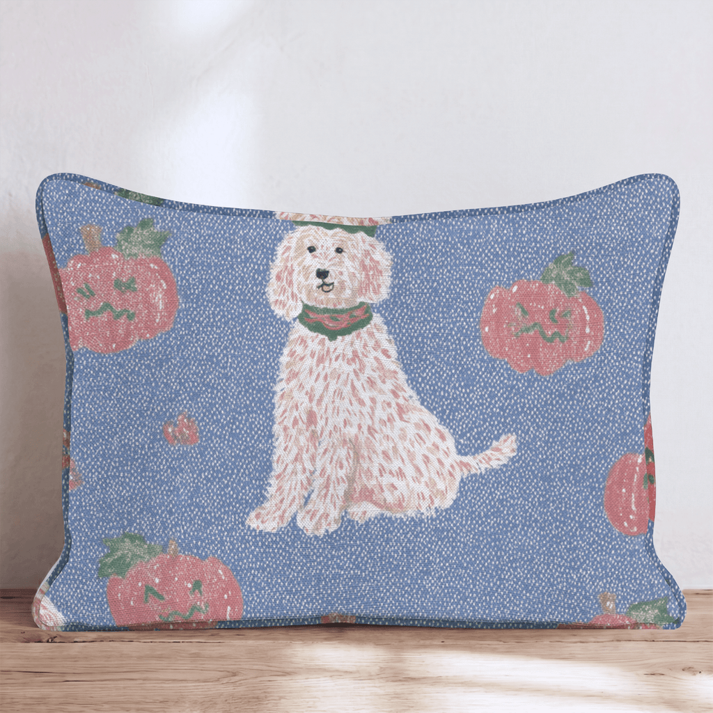 Doodle and Jackolantern Blue Throw Pillow - Hillcroft Home