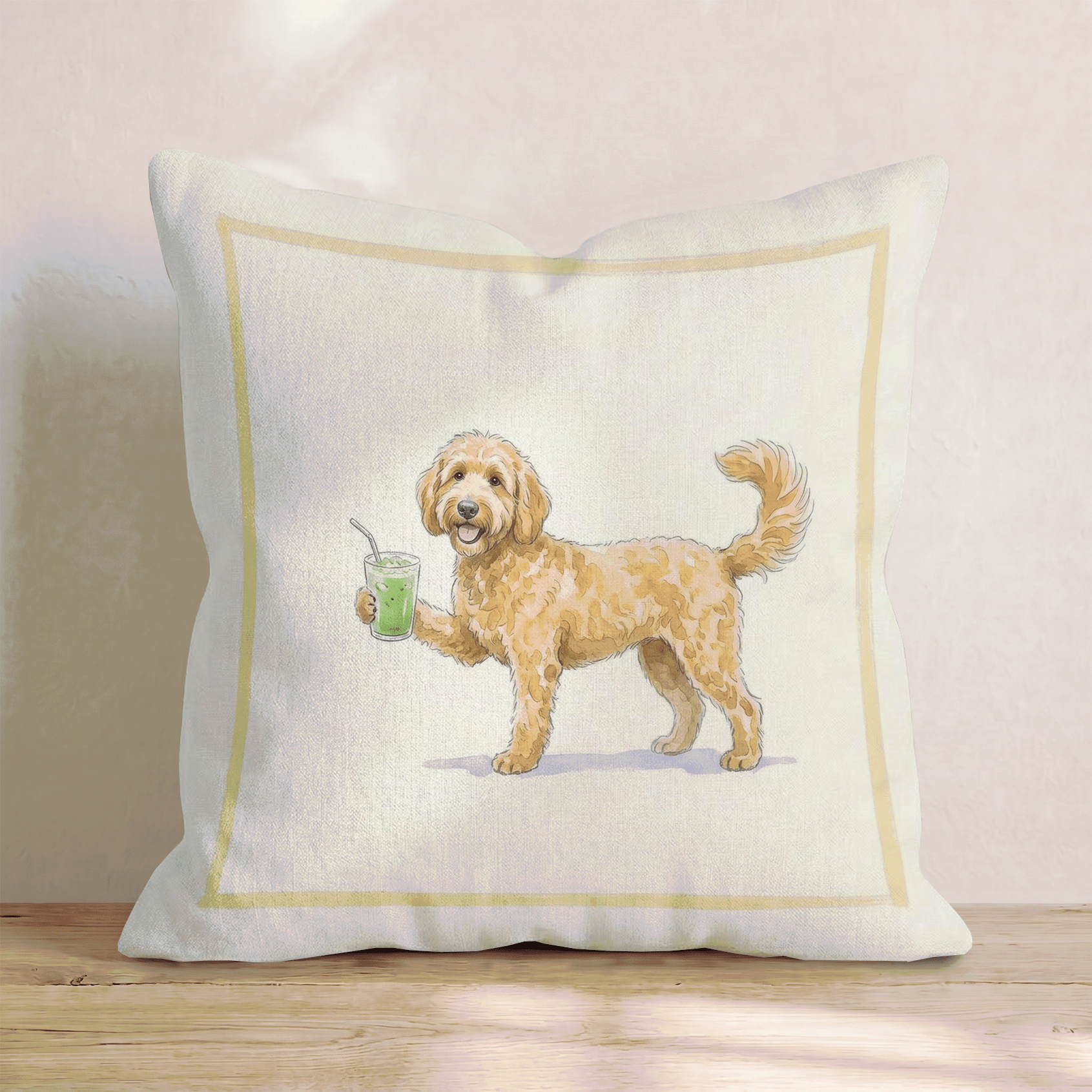 Doodle Matcha Throw Pillow - Hillcroft Home
