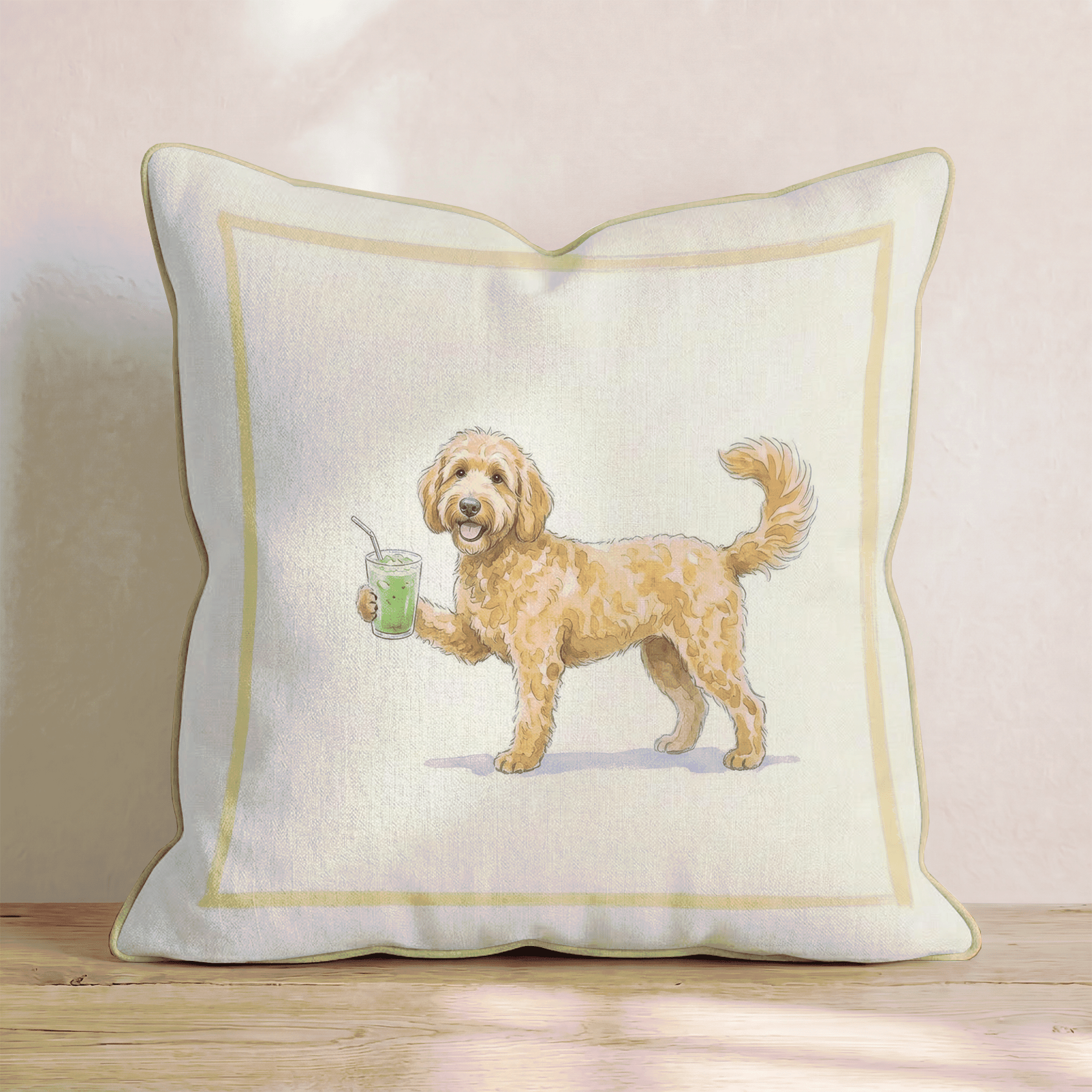 Doodle Matcha Throw Pillow - Hillcroft Home