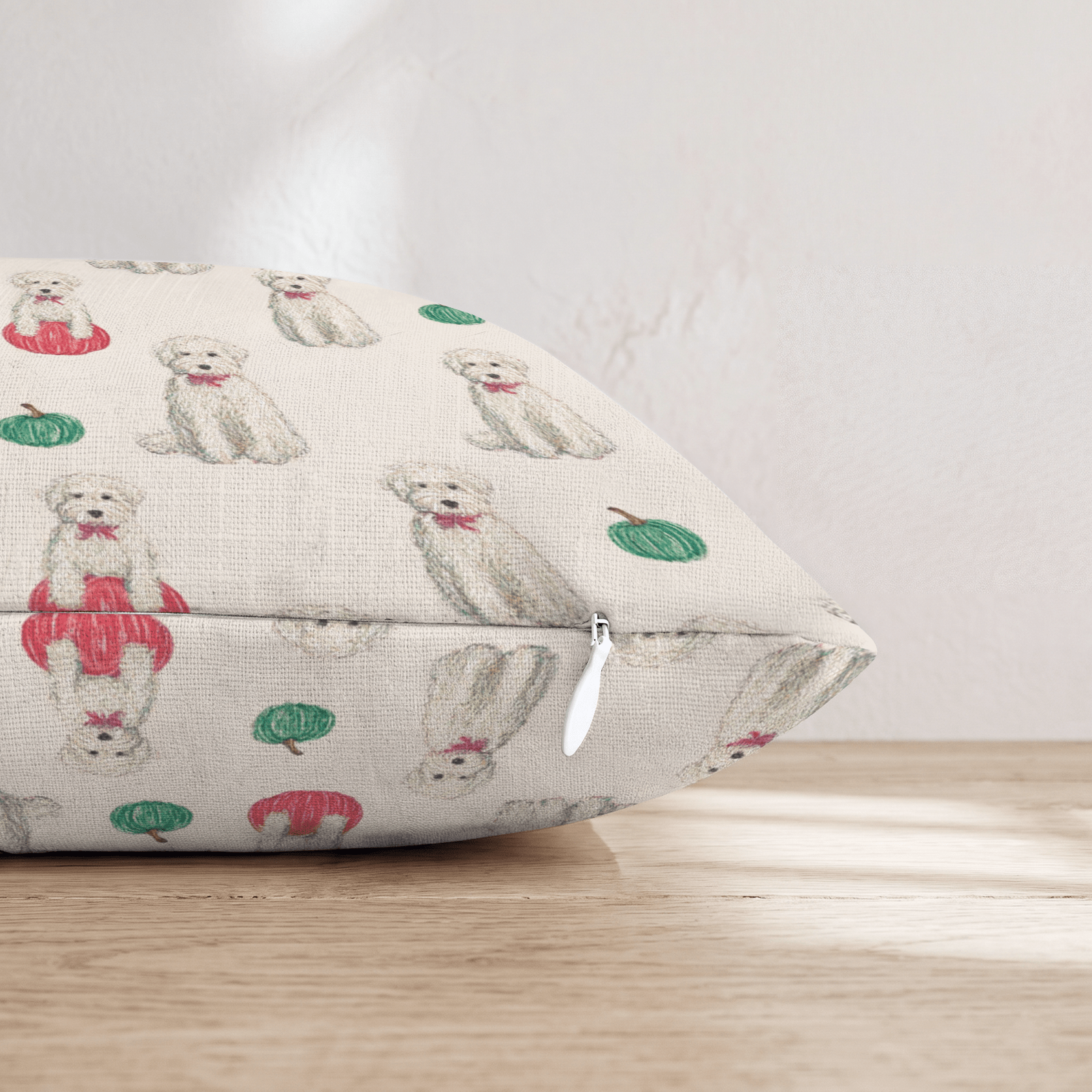 Doodle Pumpkin Cream Throw Pillow - Hillcroft Home