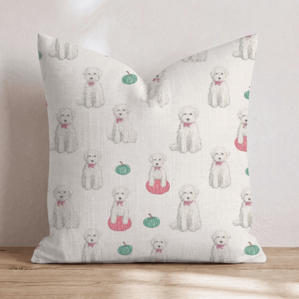 Doodle Pumpkin Cream Throw Pillow - Hillcroft Home