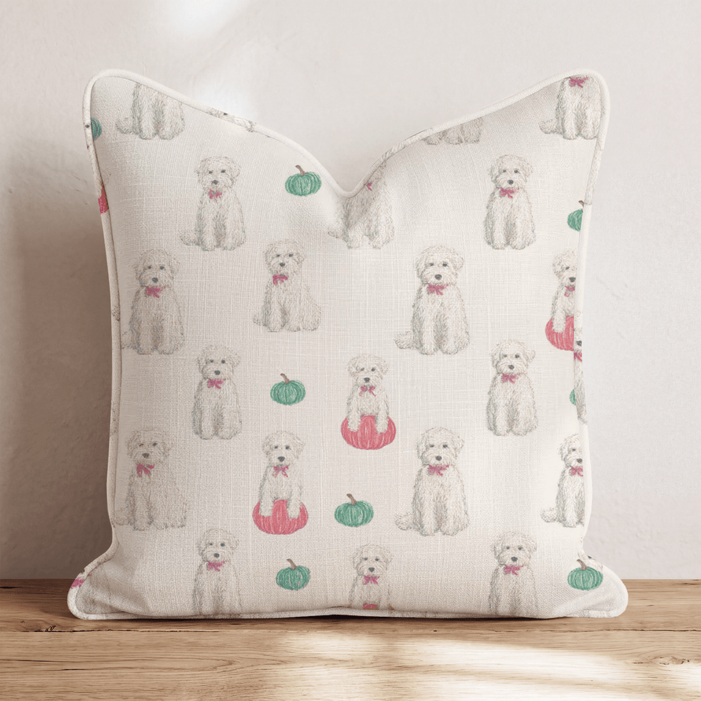 Doodle Pumpkin Cream Throw Pillow - Hillcroft Home