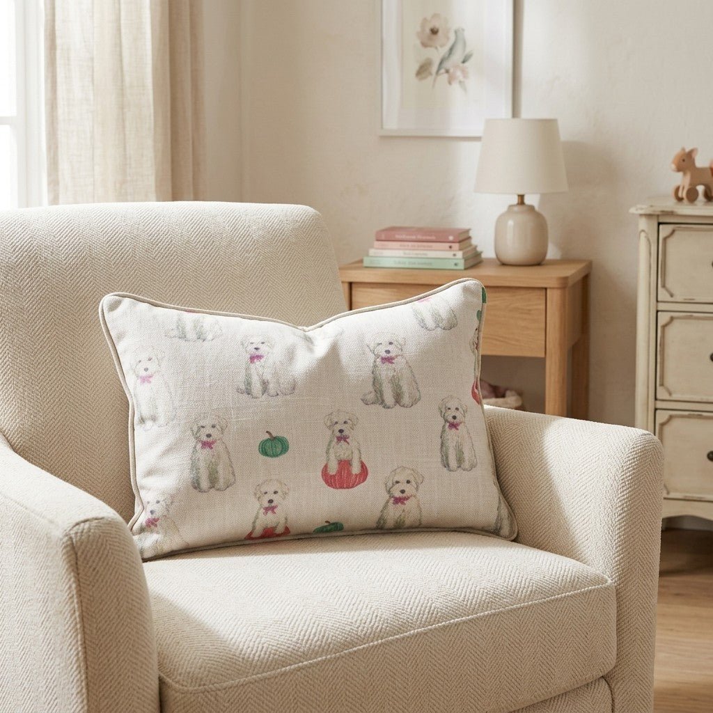 Doodle Pumpkin Cream Throw Pillow - Hillcroft Home