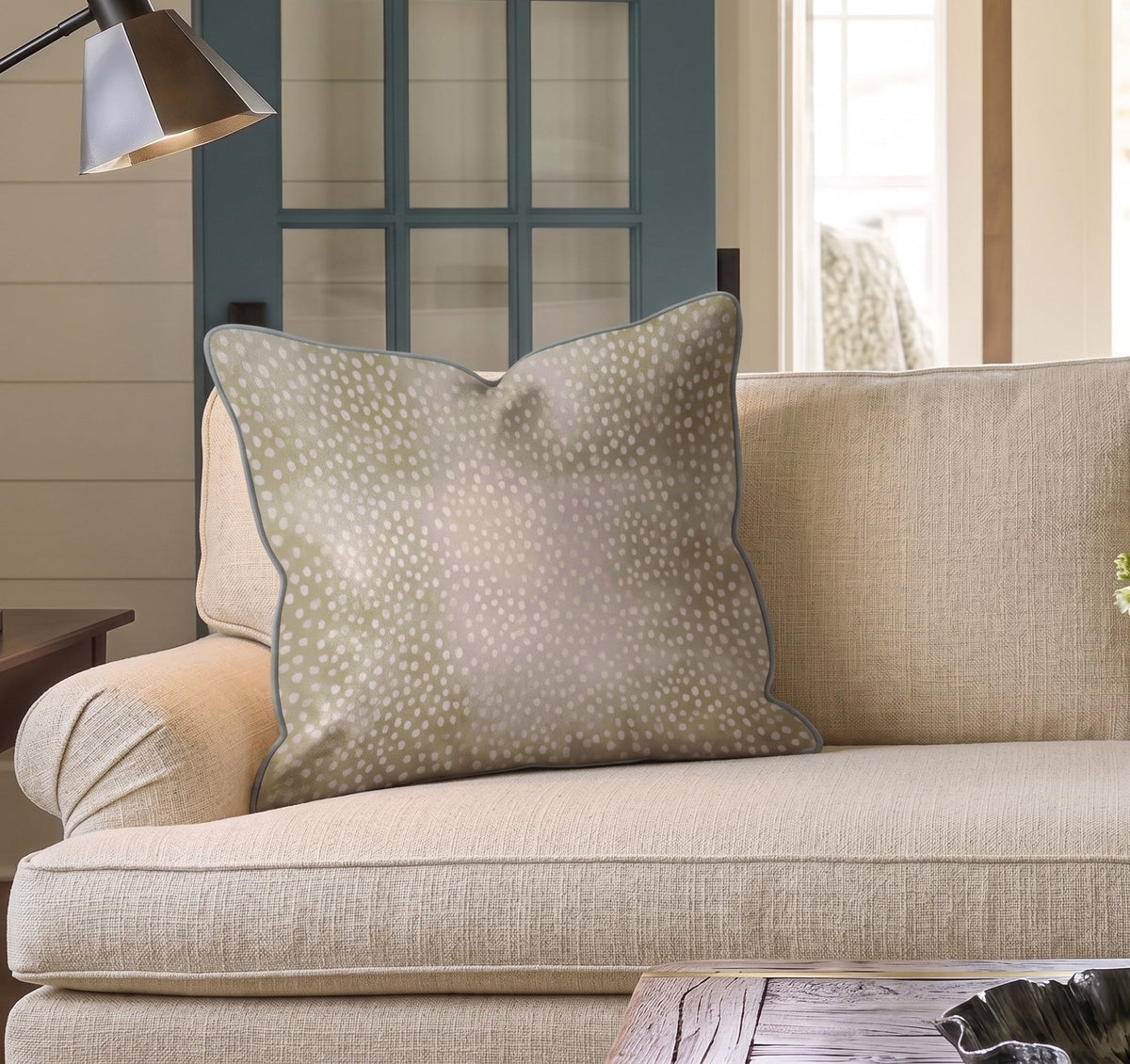 Dotted Powder Fawn Throw Pillow throw pillow - Hillcroft Home