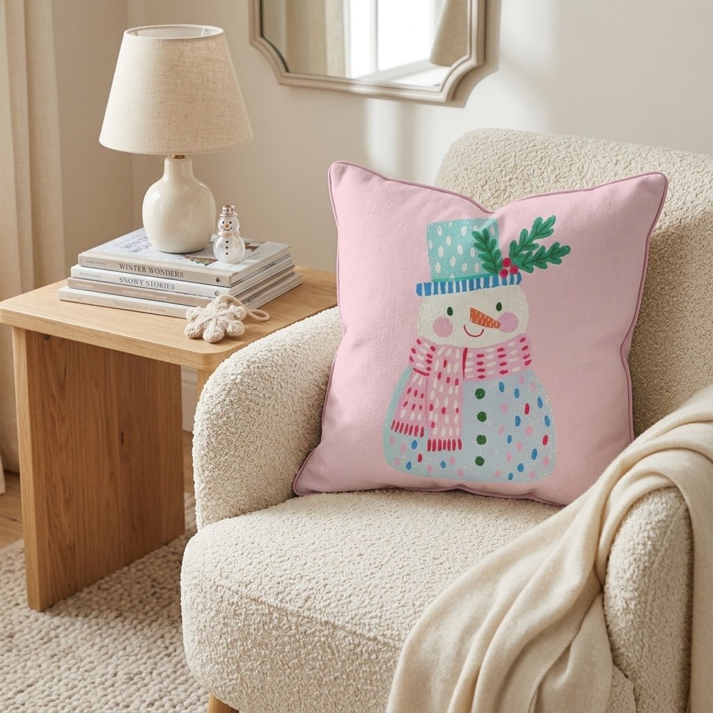 Dotted Snowman Topper Throw Pillow - Hillcroft Home
