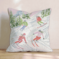 Downhill Skiers Slope Throw Pillow - Hillcroft Home