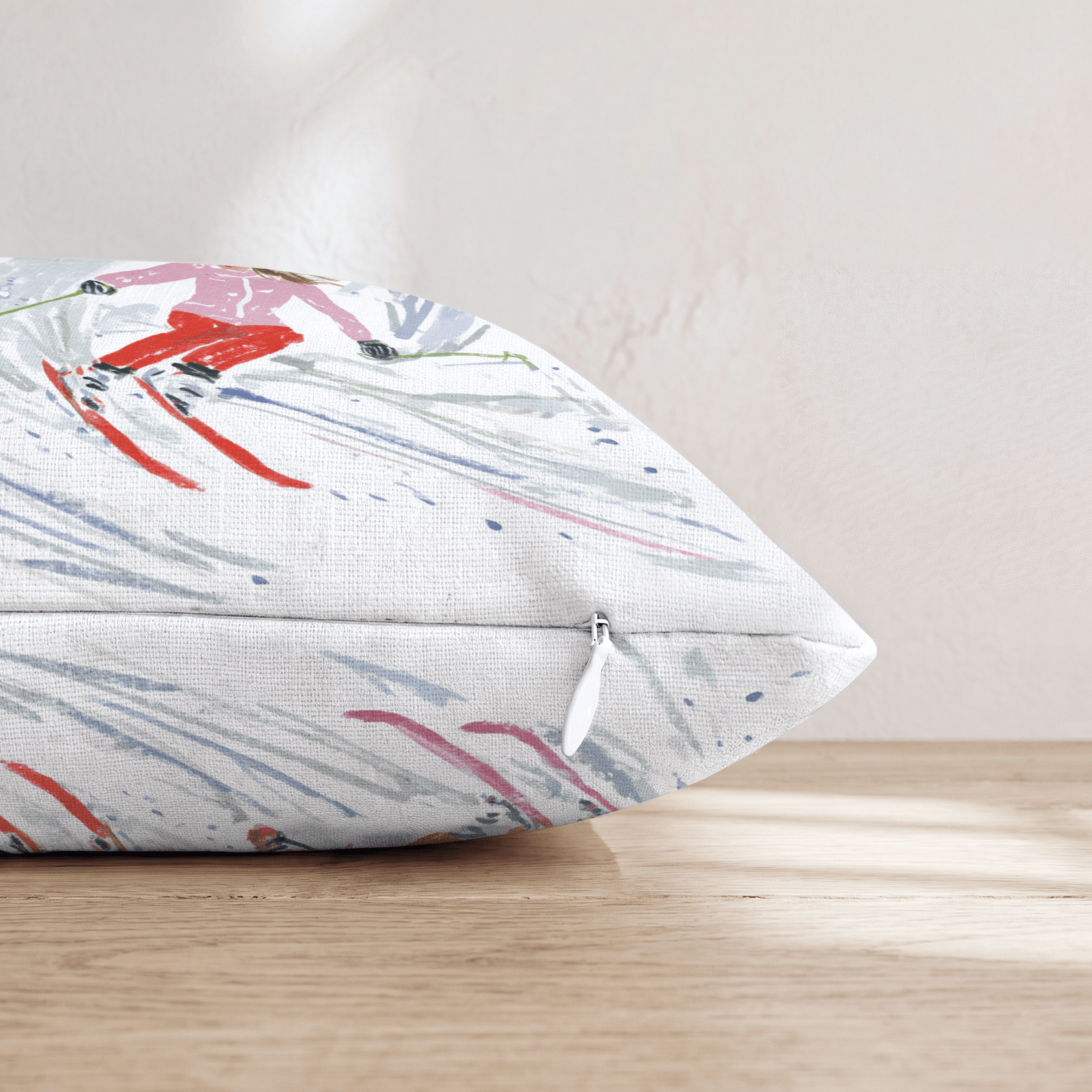 Downhill Skiers Slope Throw Pillow - Hillcroft Home