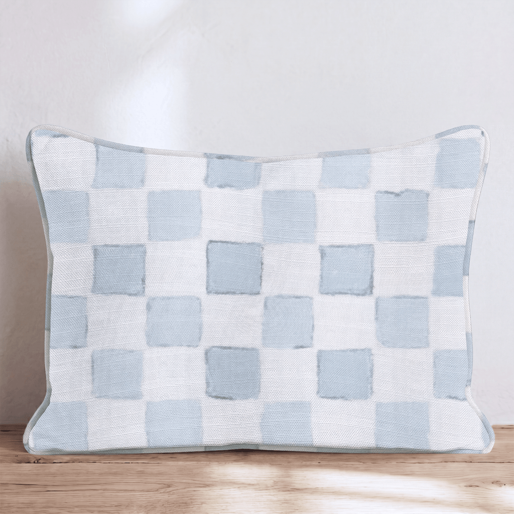 Dreamy Blue Check Throw Pillow - Hillcroft Home