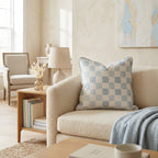 Dreamy Blue Check Throw Pillow - Hillcroft Home