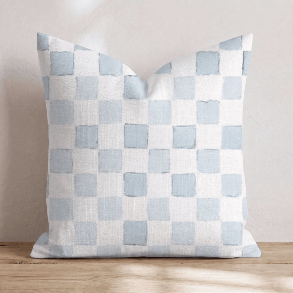 Dreamy Blue Check Throw Pillow - Hillcroft Home