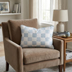 Dreamy Blue Check Throw Pillow - Hillcroft Home