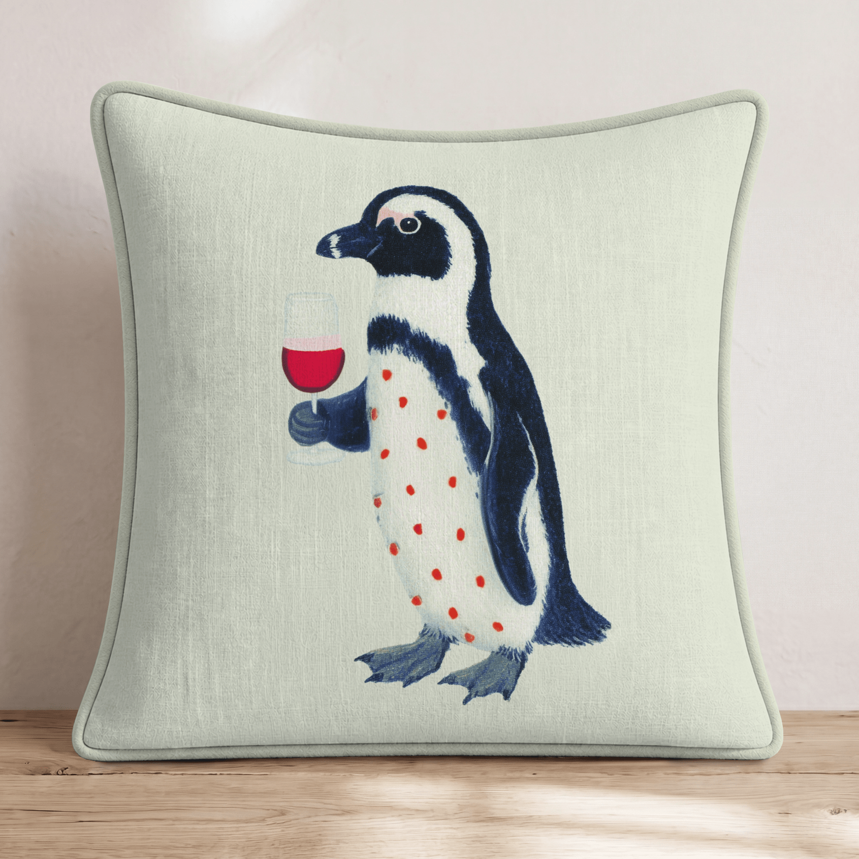 Drinking Penguin Throw Pillow - Hillcroft Home