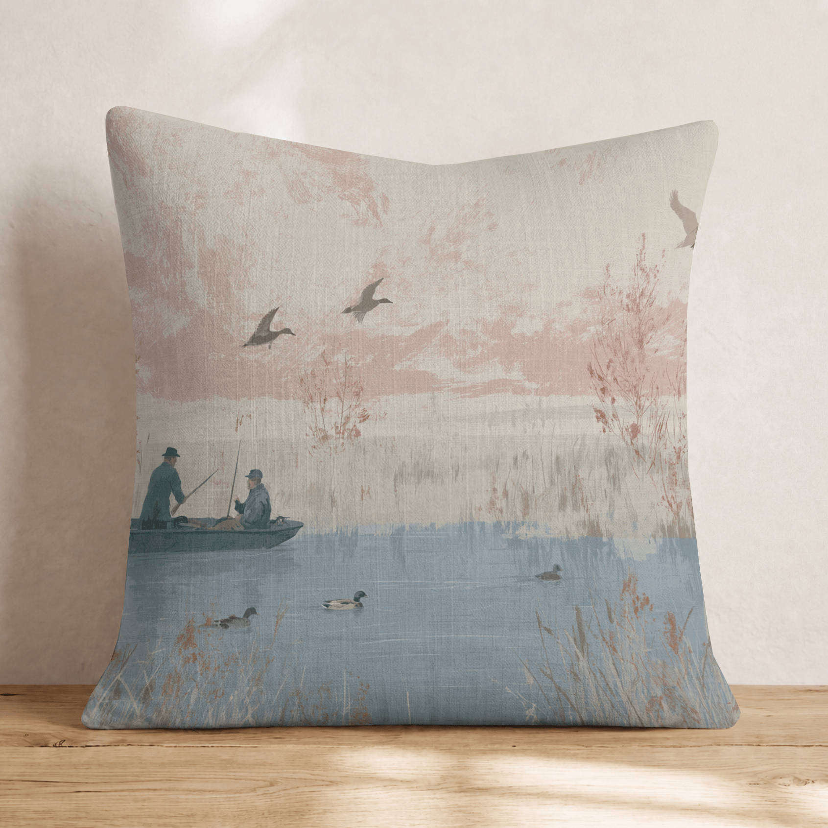 Duck Hunting Scene Throw Pillow - Hillcroft Home