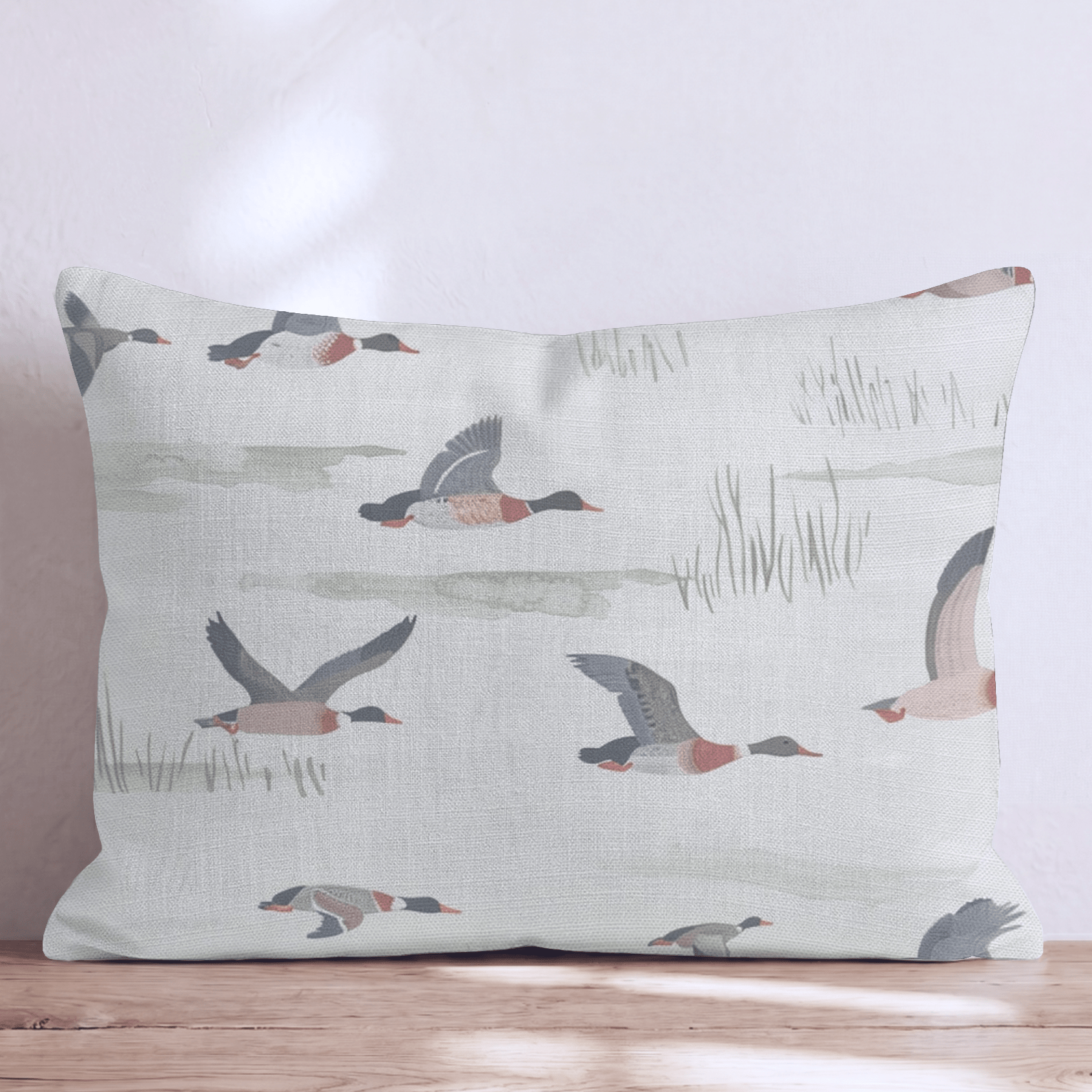 Duck Migration Cream Throw Pillow - Hillcroft Home