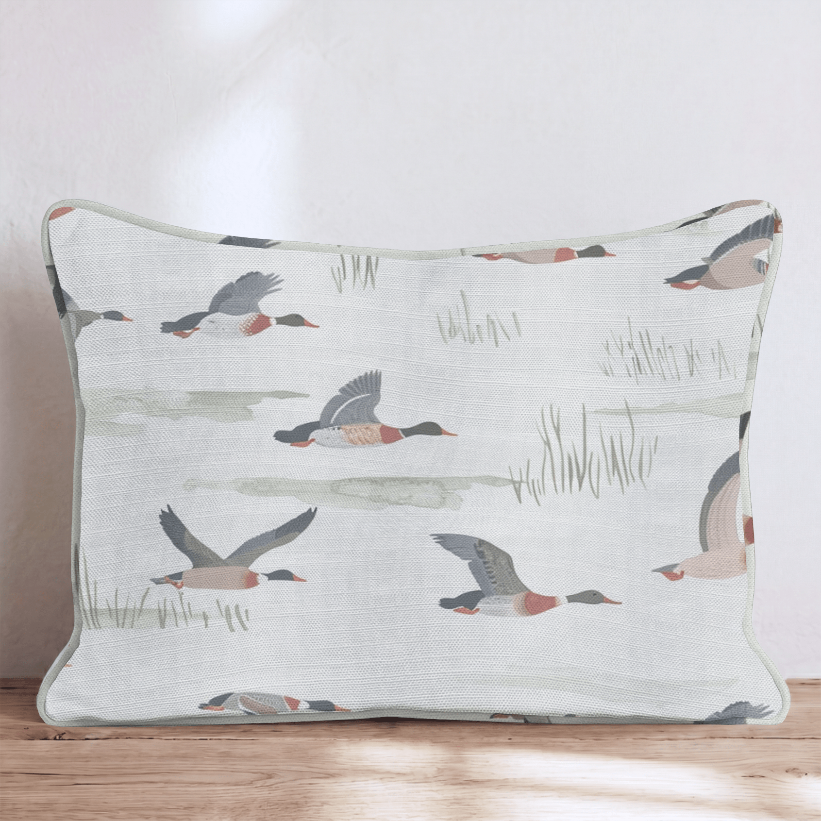Duck Migration Cream Throw Pillow - Hillcroft Home
