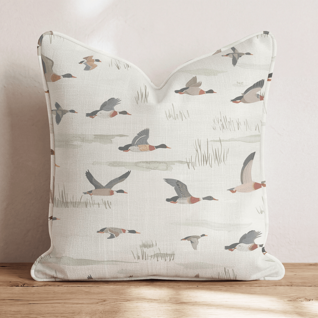 Duck Migration Cream Throw Pillow - Hillcroft Home