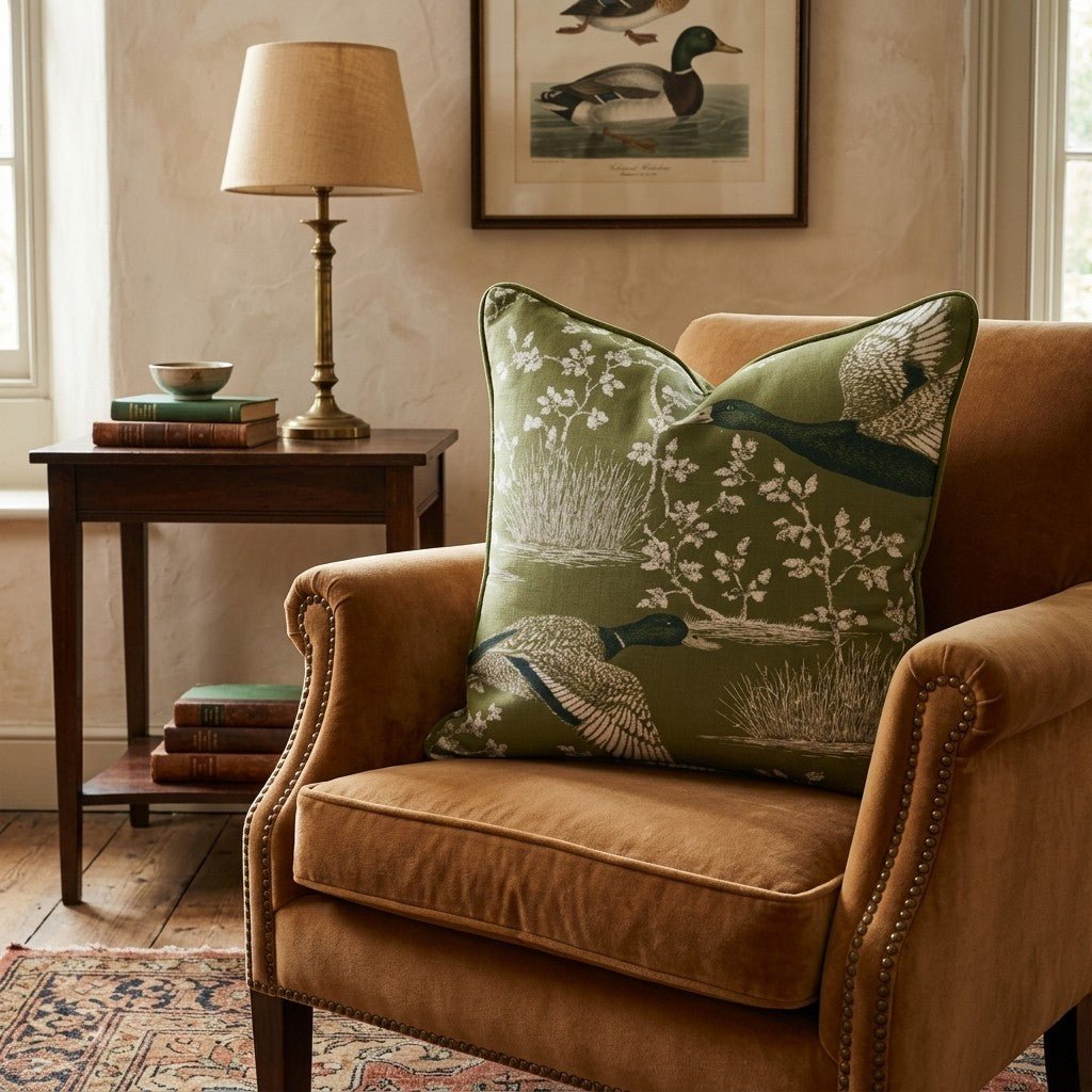 Ducks In The Green Throw Pillow - Hillcroft Home