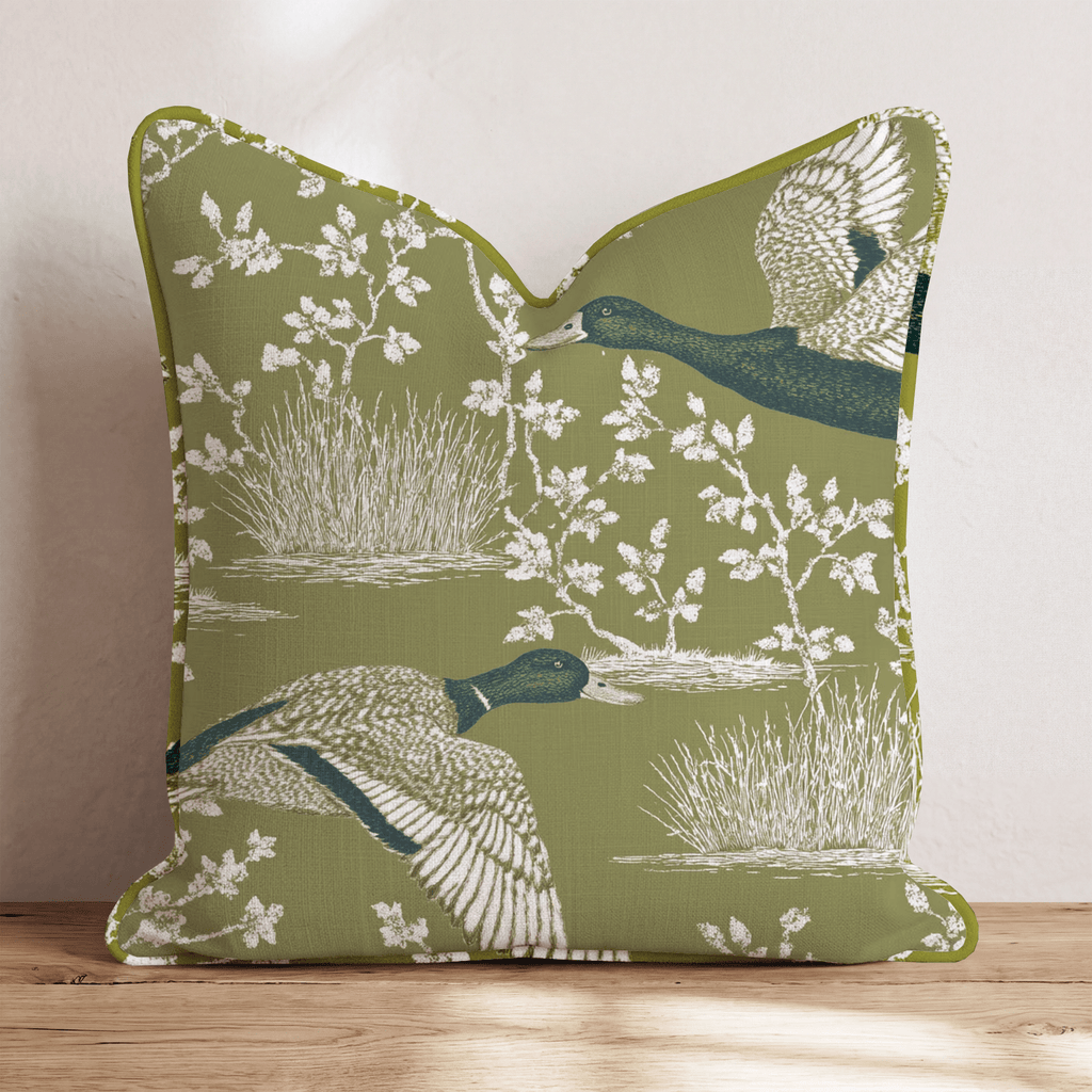 Ducks In The Green Throw Pillow - Hillcroft Home