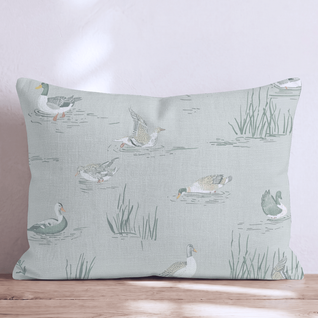 Ducks on Sage Pond Throw Pillow - Hillcroft Home