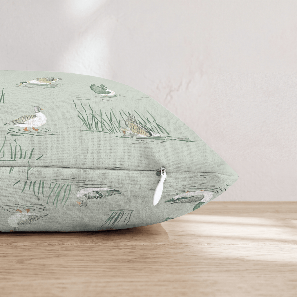 Ducks on Sage Pond Throw Pillow - Hillcroft Home