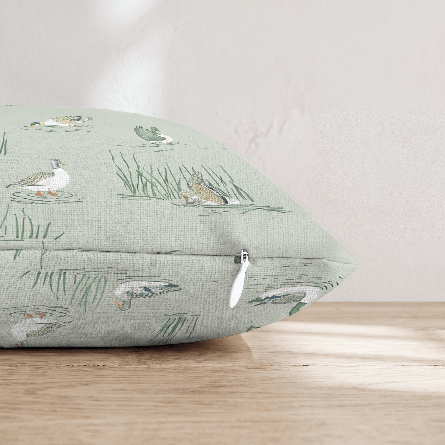 Ducks on Sage Pond Throw Pillow - Hillcroft Home