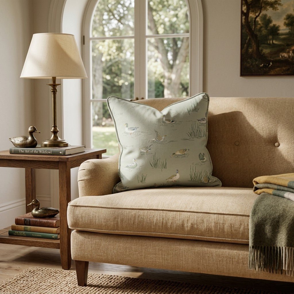 Ducks on Sage Pond Throw Pillow - Hillcroft Home