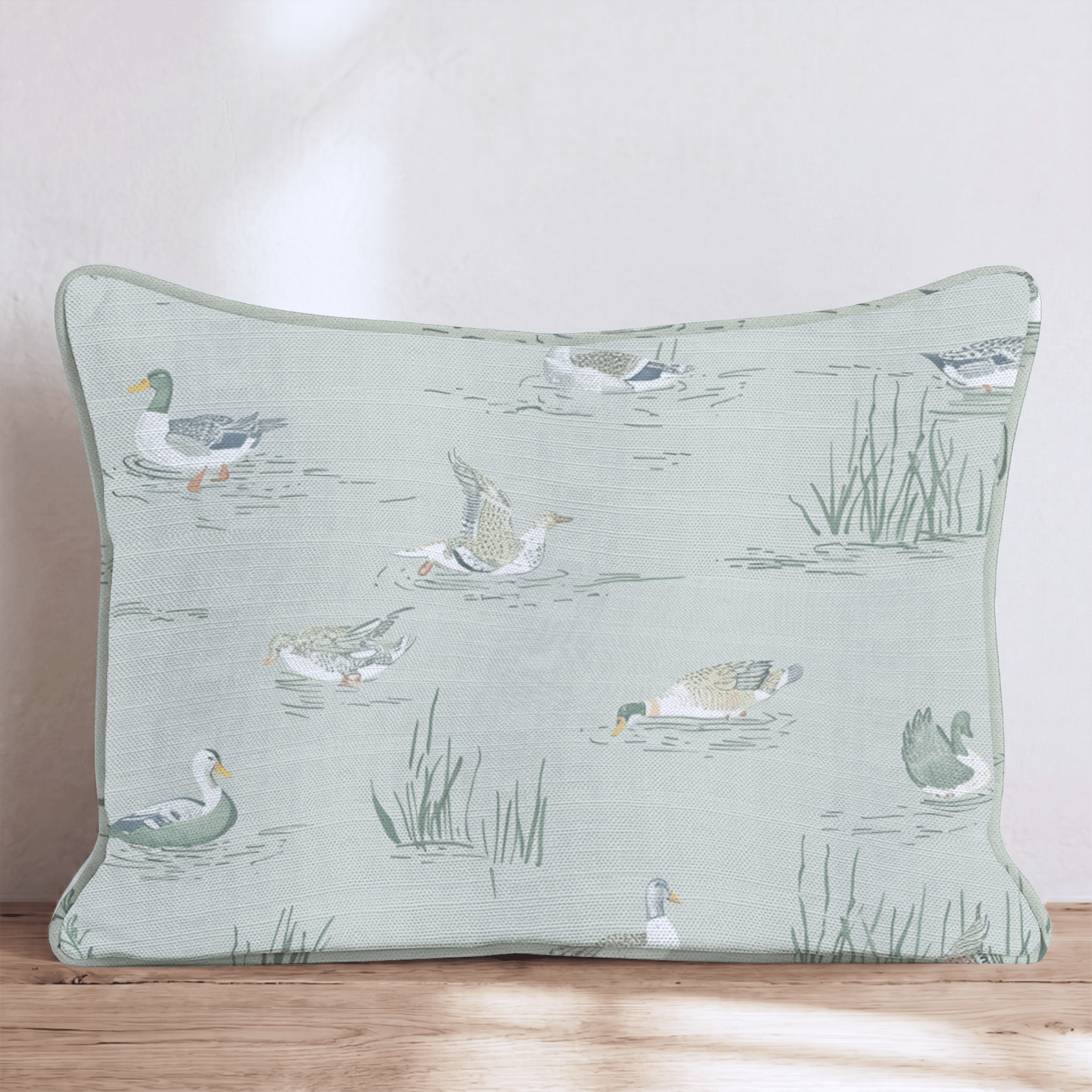 Ducks on Sage Pond Throw Pillow - Hillcroft Home