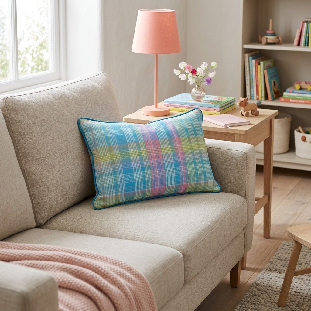 Dyed Eggs Plaid Throw Pillow - Hillcroft Home