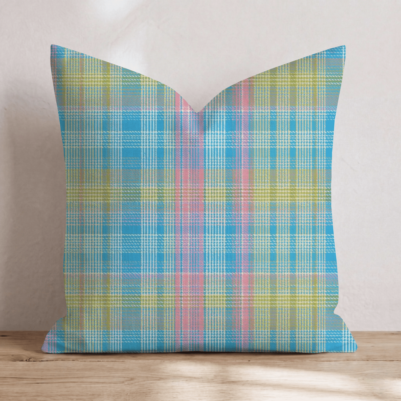 Dyed Eggs Plaid Throw Pillow - Hillcroft Home