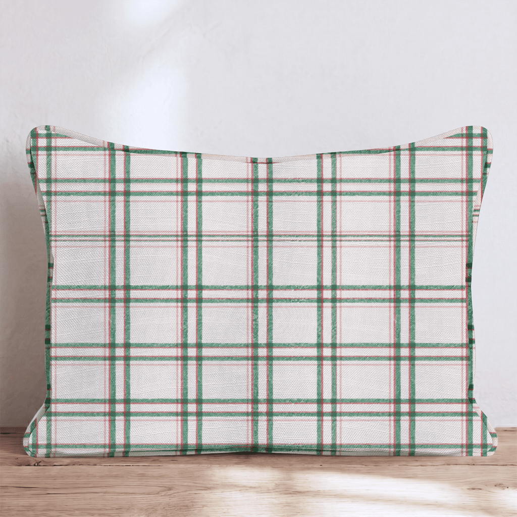 Eggnog Plaid Throw Pillow throw pillow - Hillcroft Home