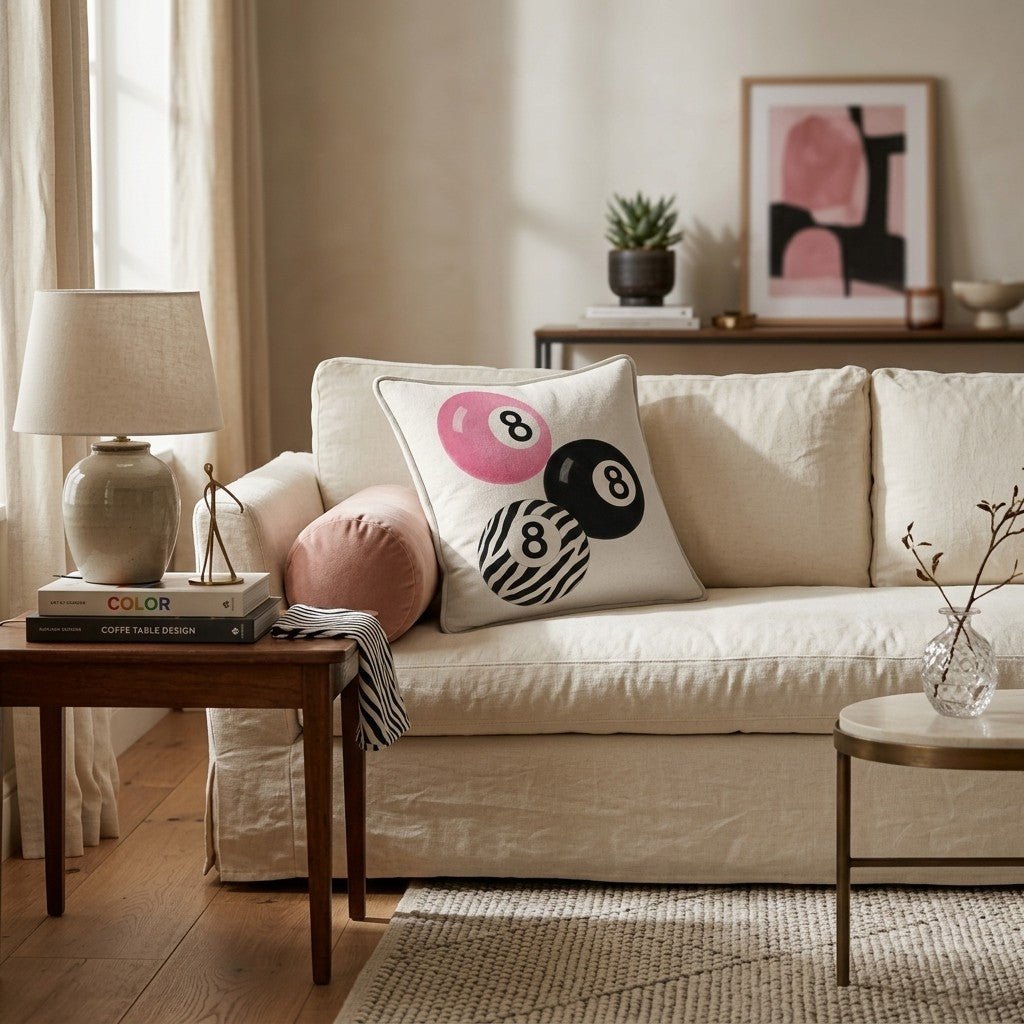 Eight Ball Luck Throw Pillow - Hillcroft Home