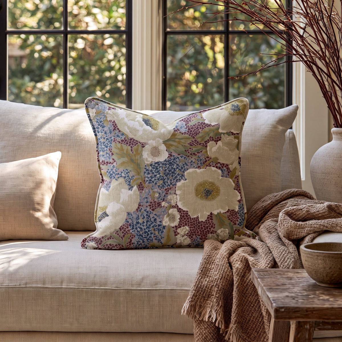 Ellis Flower Throw Pillow throw pillow - Hillcroft Home
