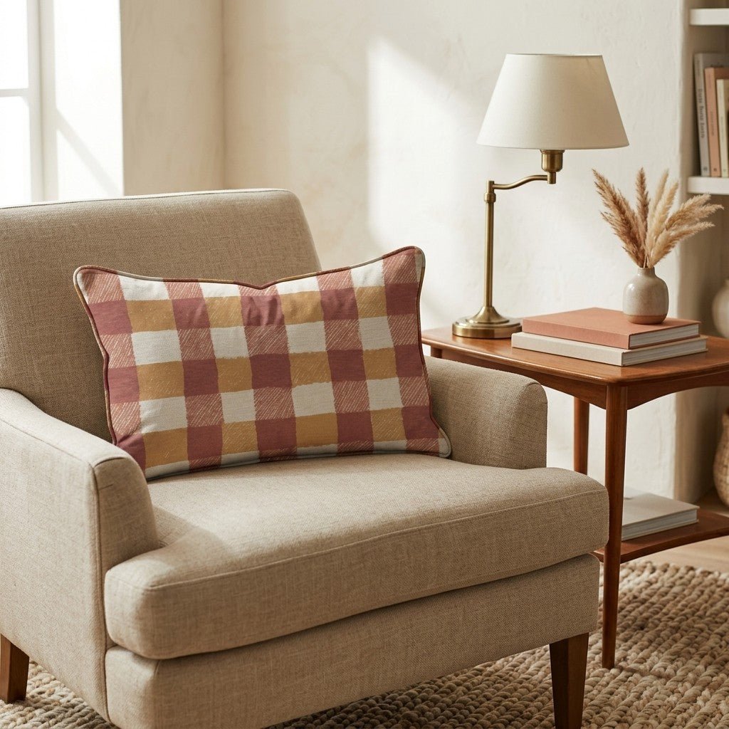 Ember Gingham Throw Pillow - Hillcroft Home