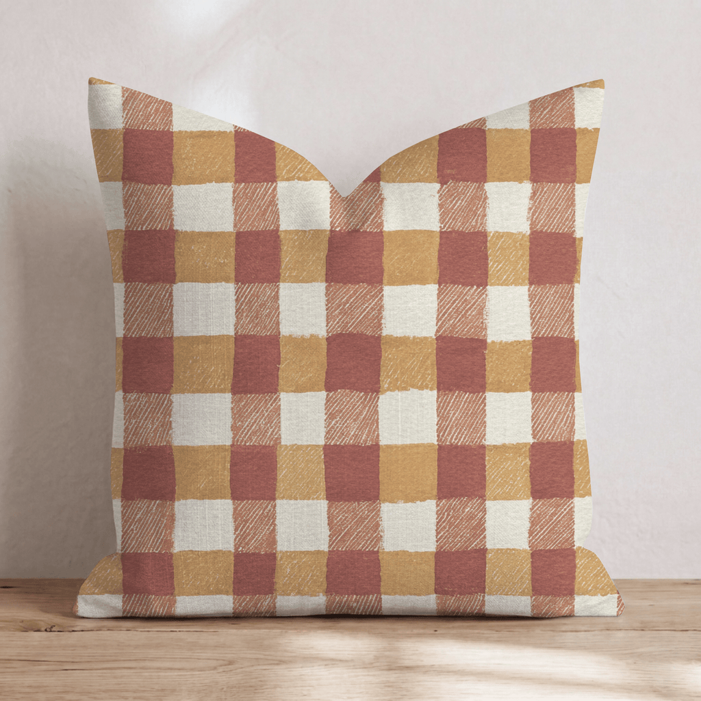 Ember Gingham Throw Pillow - Hillcroft Home