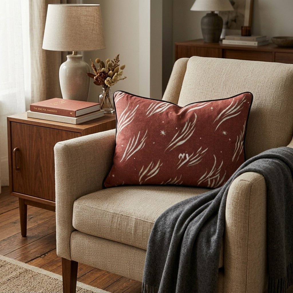 Ember Sparks on Crimson Throw Pillow - Hillcroft Home