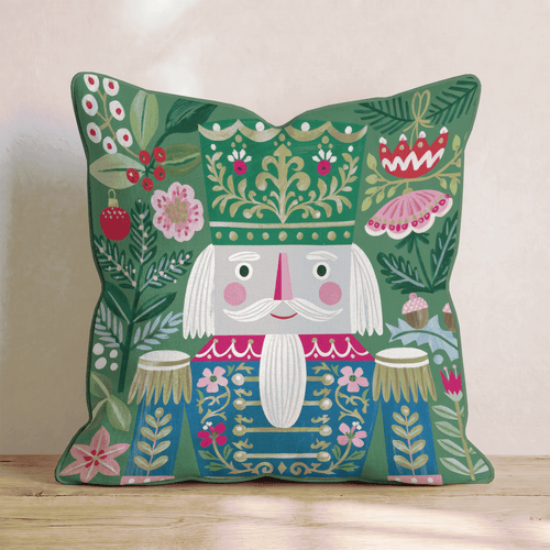 Emerald Folk Nutcracker Throw Pillow - Hillcroft Home