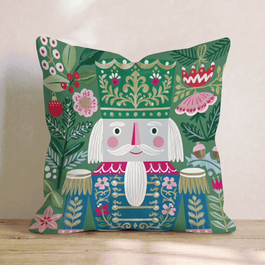 Emerald Folk Nutcracker Throw Pillow - Hillcroft Home