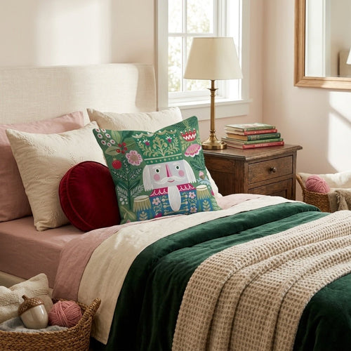 Emerald Folk Nutcracker Throw Pillow - Hillcroft Home