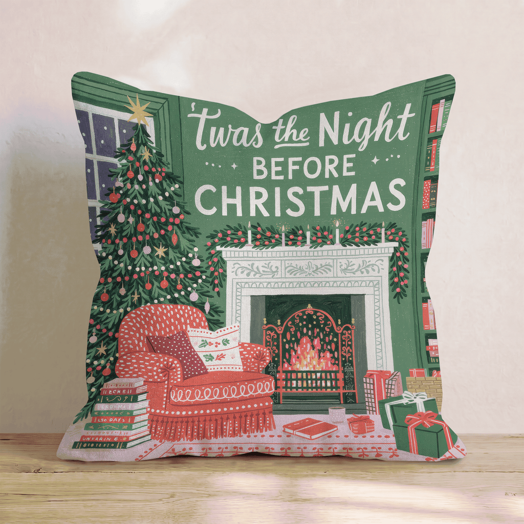 Emerald Library Christmas Throw Pillow - Hillcroft Home