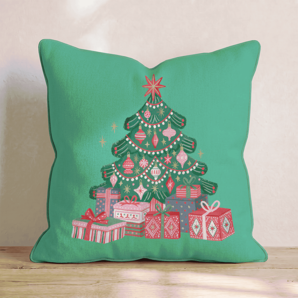 Emerald Ornament Tree Throw Pillow - Hillcroft Home