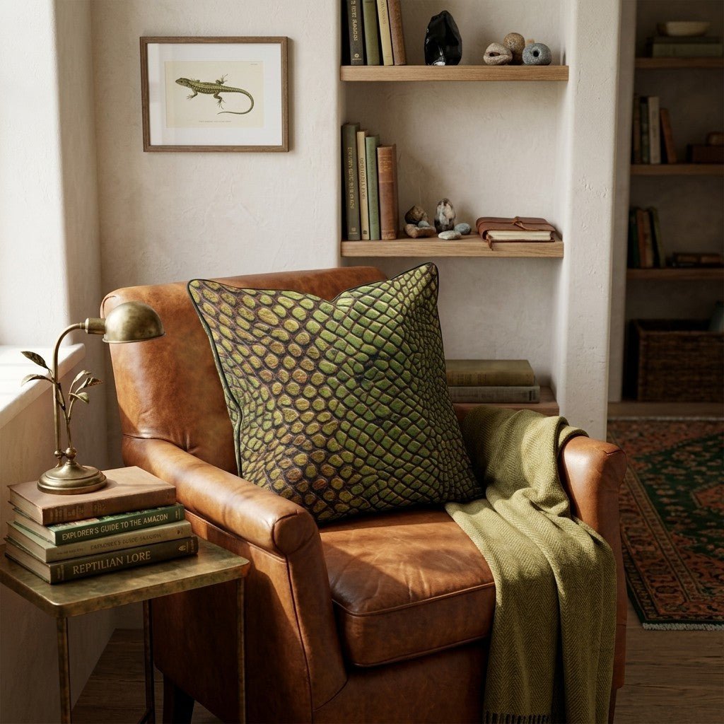 Emerald Reptile Scales Throw Pillow - Hillcroft Home