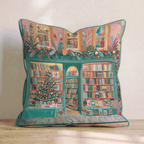 Emerald Storefront Bookshelves Throw Pillow - Hillcroft Home