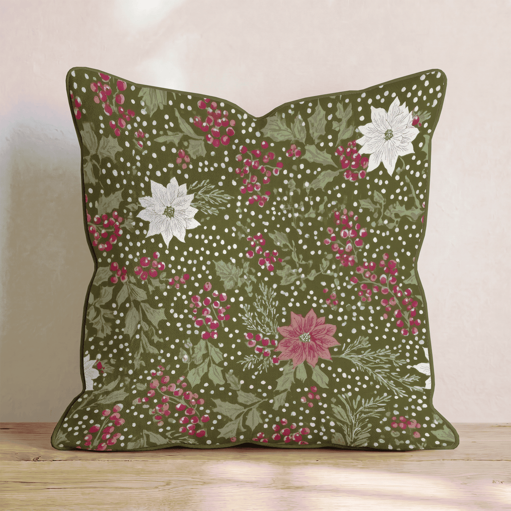 Emma Poinsettas Throw Pillow - Hillcroft Home