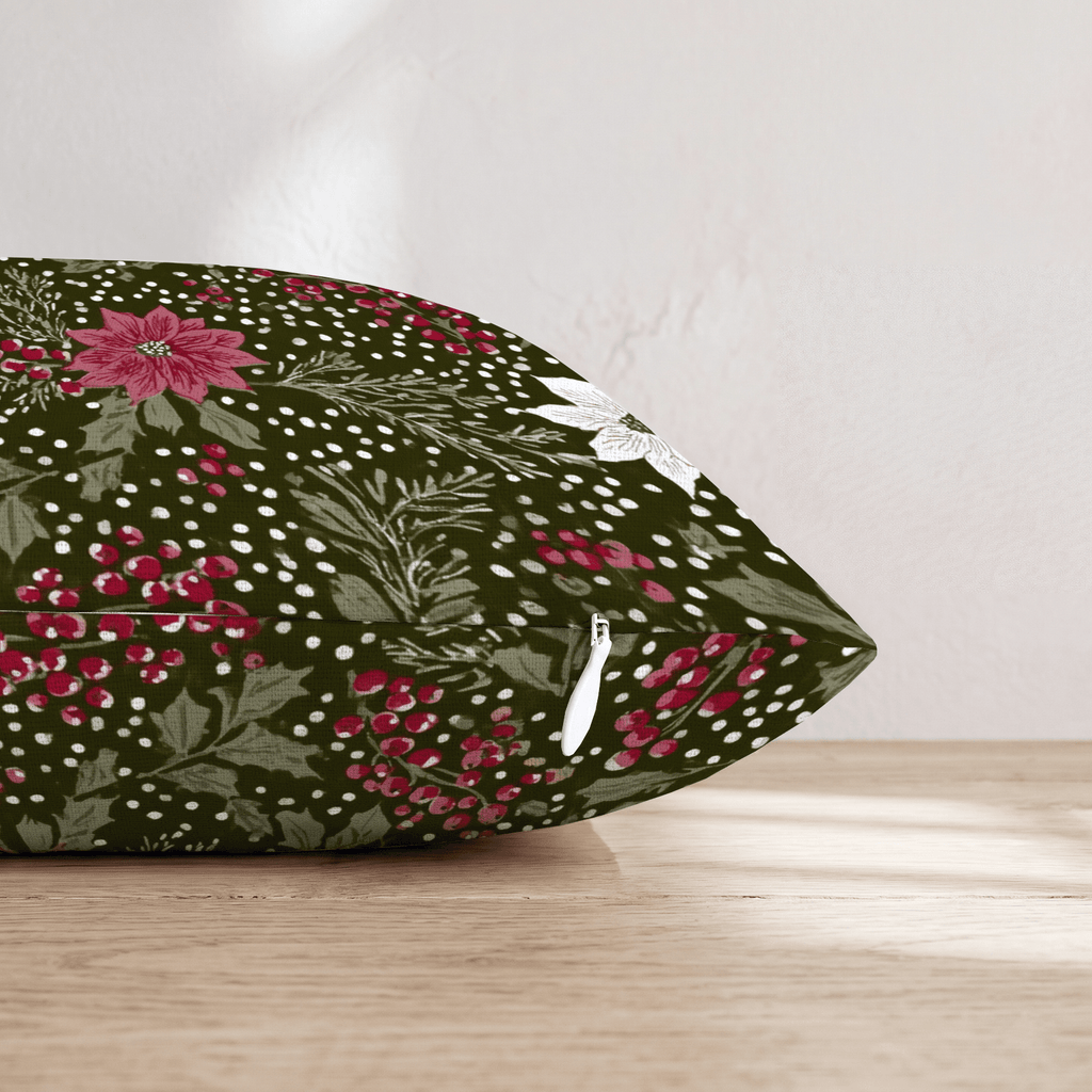 Emma Poinsettas Throw Pillow - Hillcroft Home