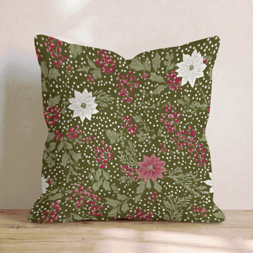 Emma Poinsettas Throw Pillow - Hillcroft Home