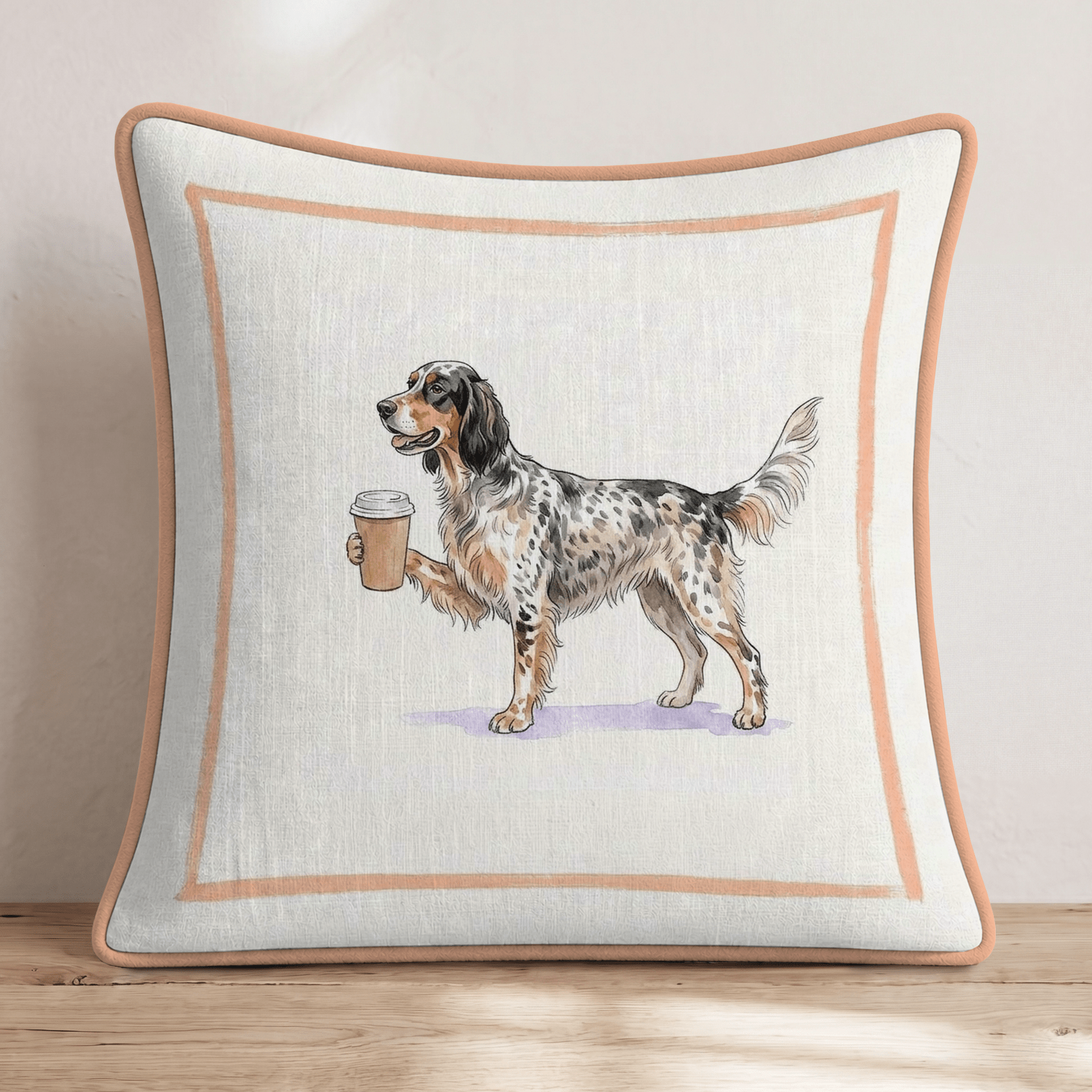 English Setter Coffee Throw Pillow - Hillcroft Home