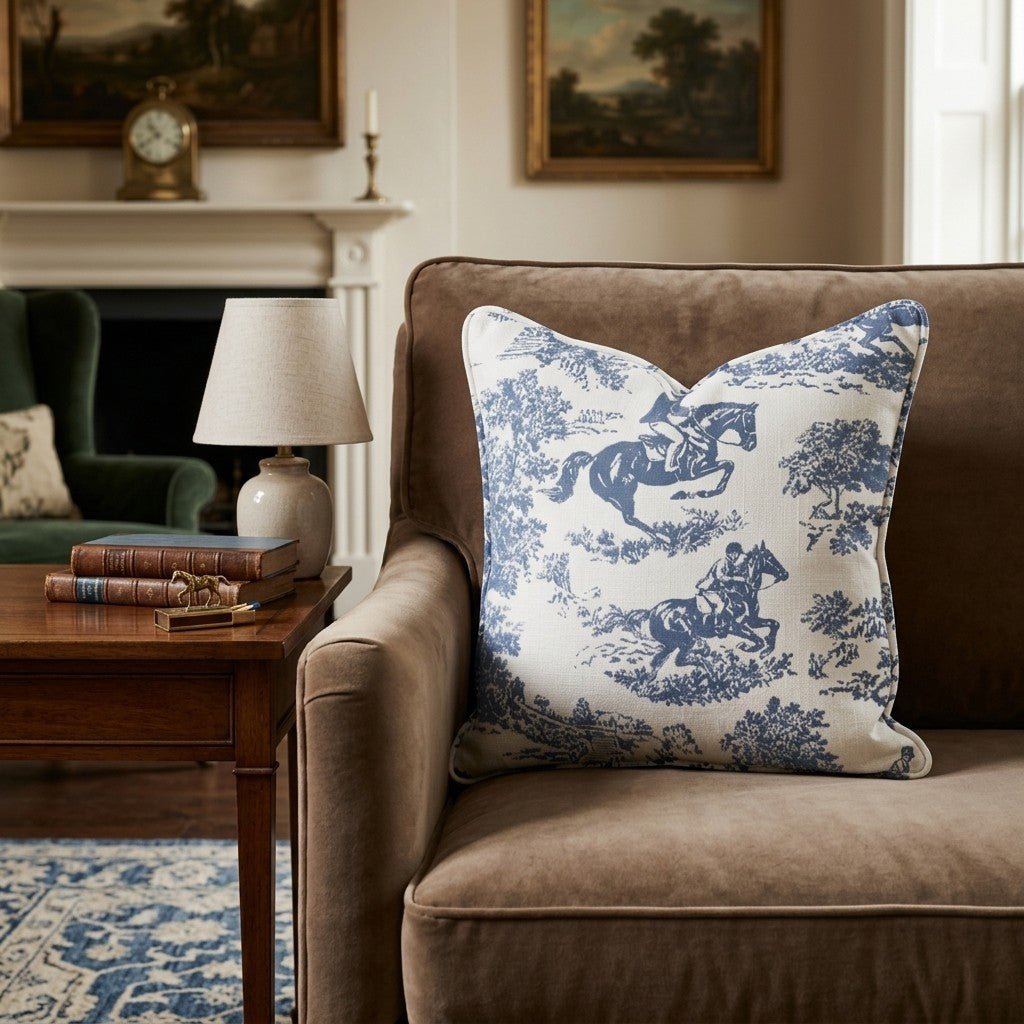 Equestrian Toile Throw Pillow - Hillcroft Home