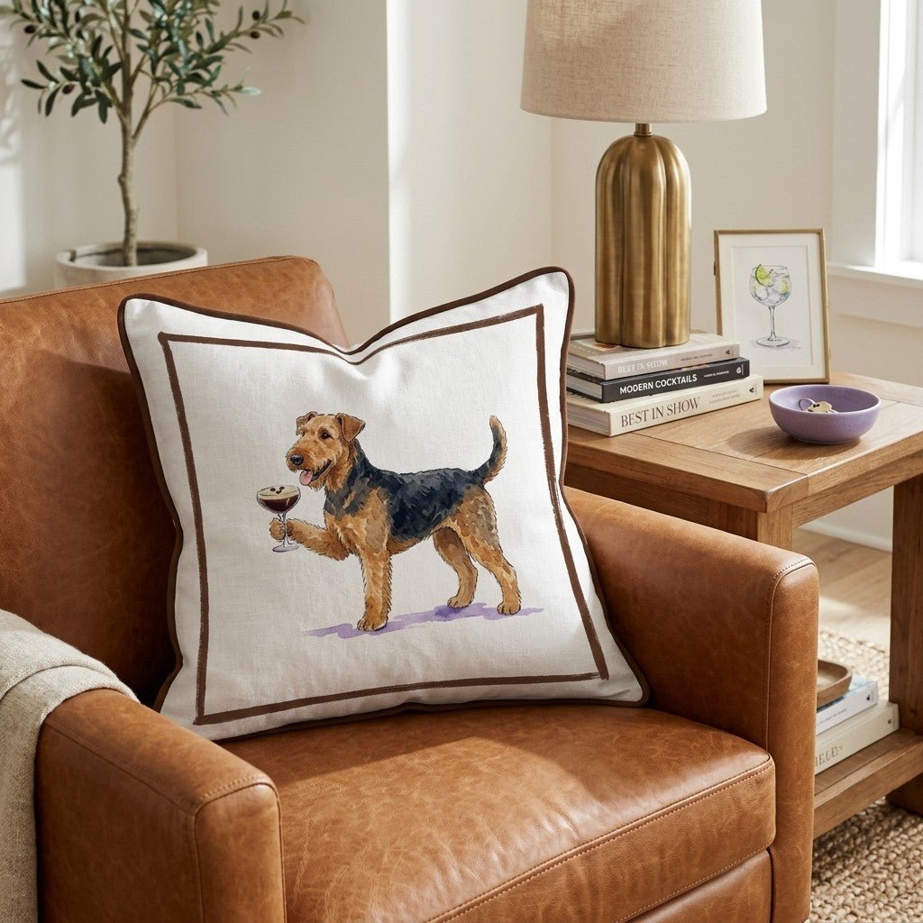 Espresso Martini Airedale Throw Pillow - Hillcroft Home