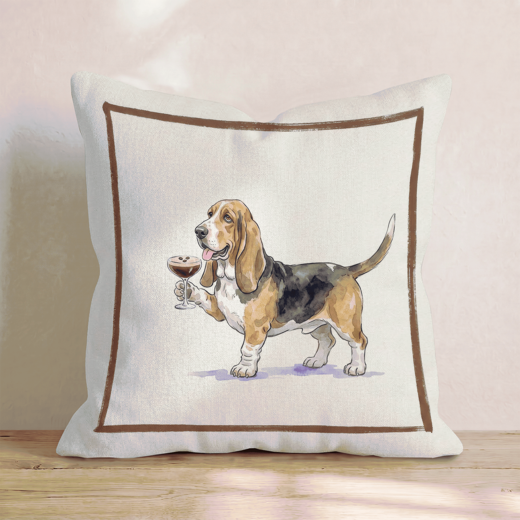 Espresso Martini Basset Hound Throw Pillow - Hillcroft Home